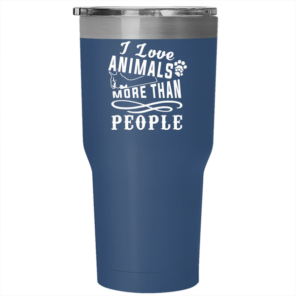 I Love Animals Tumbler 30 oz Stainless Steel, Lovely Gift For Zoologist Travel Mug