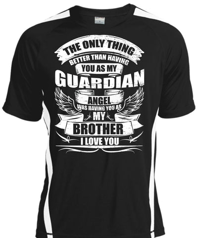 A black t-shirt with the shopify logo