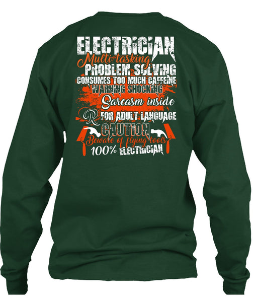 Electrician Multitasking T Shirt, Flying Tools 100% Electrician T Shirt