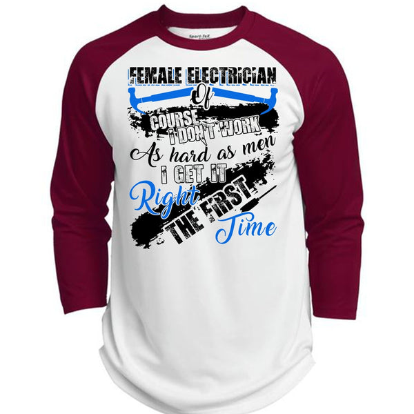 Female Electrician Of Course T Shirt, I Love Electrician T Shirt, Awesome T-Shirts  (Polyester Game Baseball Jersey)
