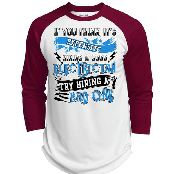 Hiring A Good Electrician T Shirt, I Love Electrician T Shirt, Awesome T-Shirts  (Polyester Game Baseball Jersey)