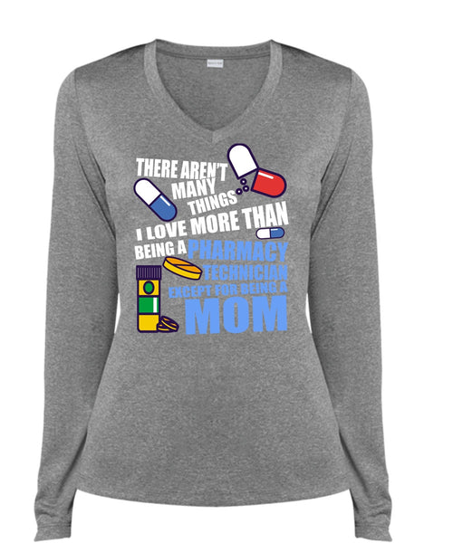 Being A Pharmacy Technician T Shirt, Being A Mom T Shirt, Cool Shirt (Ladies LS Heather V-Neck)