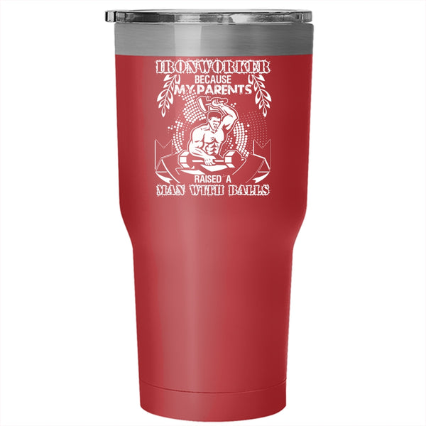 Ironworker Tumbler 30 oz Stainless Steel, Cool Gift For Ironworkers Travel Mug