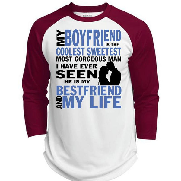 My Boyfriend Is The Coolest Sweetest T Shirt, I Love My Wife T Shirt, Awesome T-Shirts  (Polyester Game Baseball Jersey)