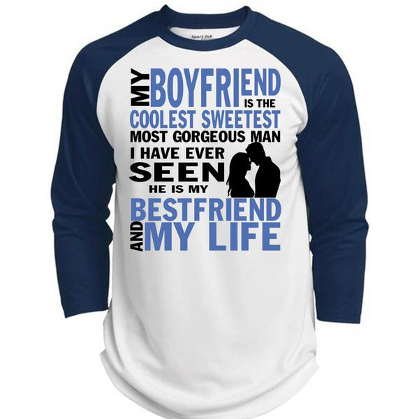 My Boyfriend Is The Coolest Sweetest T Shirt, I Love My Wife T Shirt, Awesome T-Shirts  (Polyester Game Baseball Jersey)