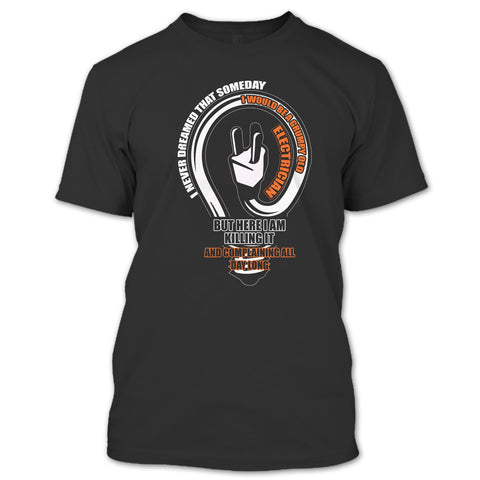 A black t-shirt with the shopify logo