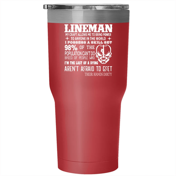 Lineman Tumbler 30 oz Stainless Steel, Awesome Gift For Linemen Travel Mug