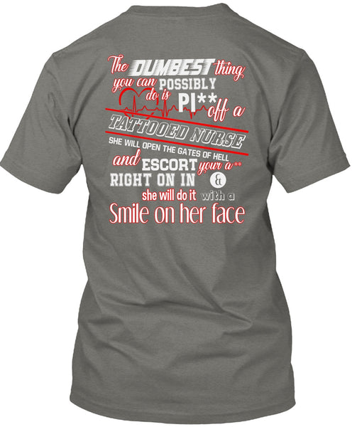 Being A Tattooed Nurse T Shirt, She Will Do It With A Smile T Shirt