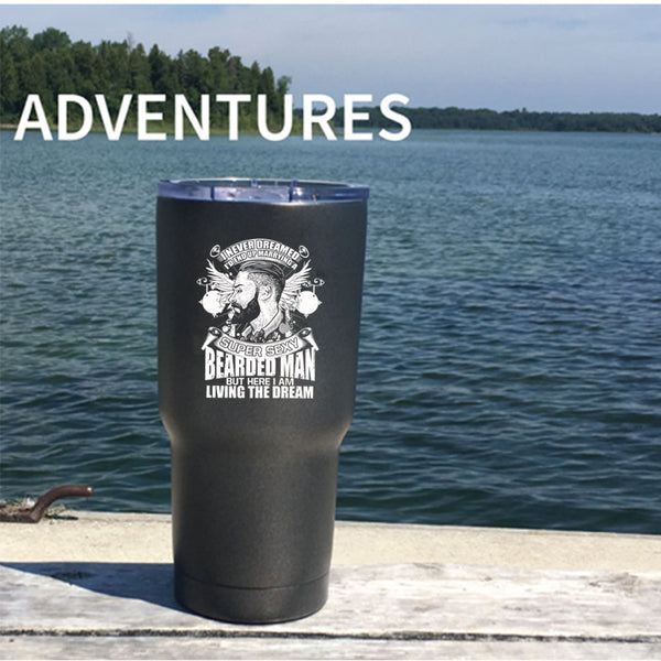 I'd End up Marrying A Bearded Man Tumbler 30 oz Stainless Steel, Bearded Man's Wife Travel Mug
