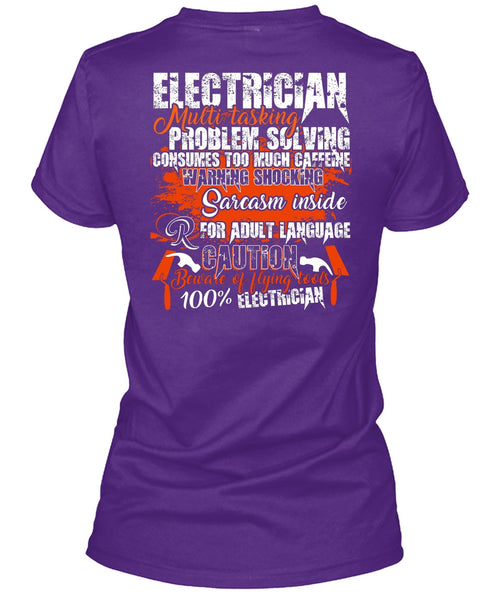 Electrician Multitasking T Shirt, Flying Tools 100% Electrician T Shirt