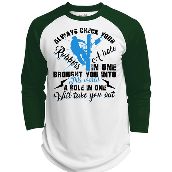Always Check Your Rubbers A Hole T Shirt, I Love Electrician T Shirt, Awesome T-Shirts  (Polyester Game Baseball Jersey)