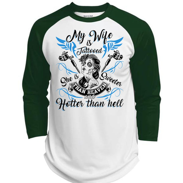My Wife Is Tattooed T Shirt, I Love Wife T Shirt, Awesome T-Shirts  (Polyester Game Baseball Jersey)