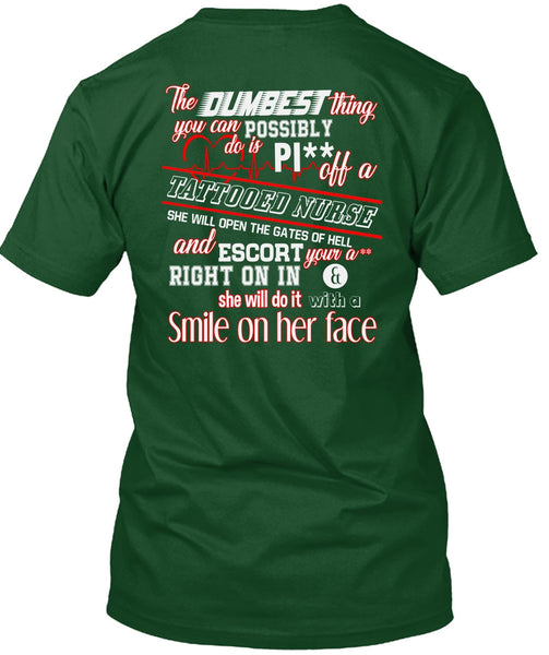 Being A Tattooed Nurse T Shirt, She Will Do It With A Smile T Shirt