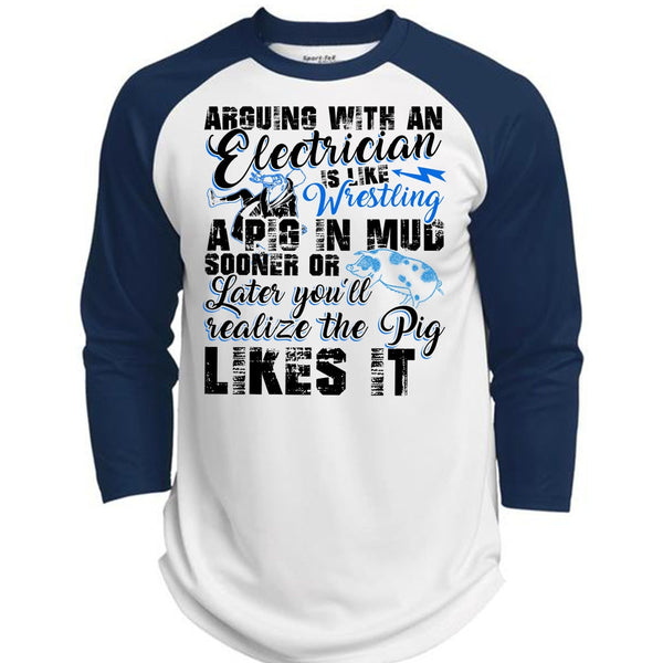 Arguing With An Electrician T Shirt, I Love Electrician T Shirt, Awesome T-Shirts  (Polyester Game Baseball Jersey)
