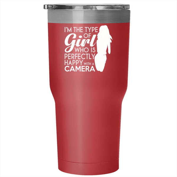 I'm Perfectly Happy With A Camera Tumbler 30 oz Stainless Steel, Cool Photographer Travel Mug