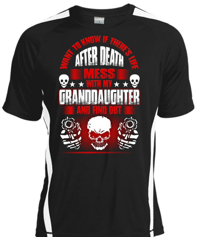 A black t-shirt with the shopify logo