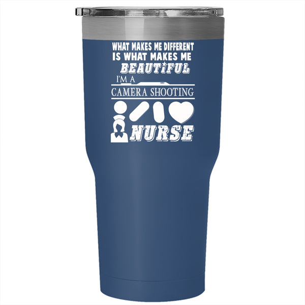 I'm A Camera Shooting Nurse Tumbler 30 oz Stainless Steel, Gift For Nurse Travel Mug