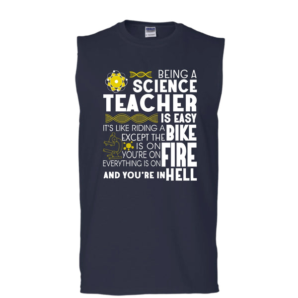 Being A Science Teacher T Shirt, It’s Like Riding A Bike T Shirt, Cool T Shirt (Men's Cotton Sleeveless)