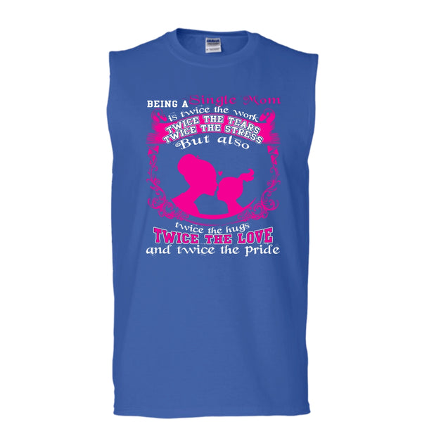 Being A Single Mom T Shirt, Twice The Love T Shirt, Cool T Shirt (Men's Cotton Sleeveless)