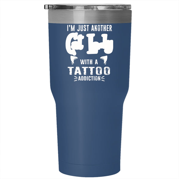 I'm Just Another Cat Lady With A Tattoo Tumbler 30 oz Stainless Steel, Cute Cats Travel Mug