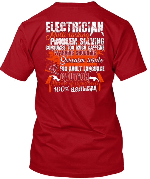 Electrician Multitasking T Shirt, Flying Tools 100% Electrician T Shirt
