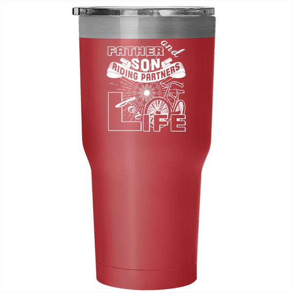 Father And Son Tumbler 30 oz Stainless Steel, Riding Partners For Life Travel Mug