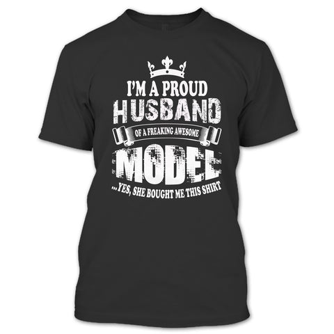 A black t-shirt with the shopify logo