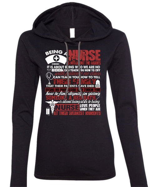 Being A Nurse T Shirt, Nurse Love People T Shirt (Anvil Ladies Ringspun Hooded)