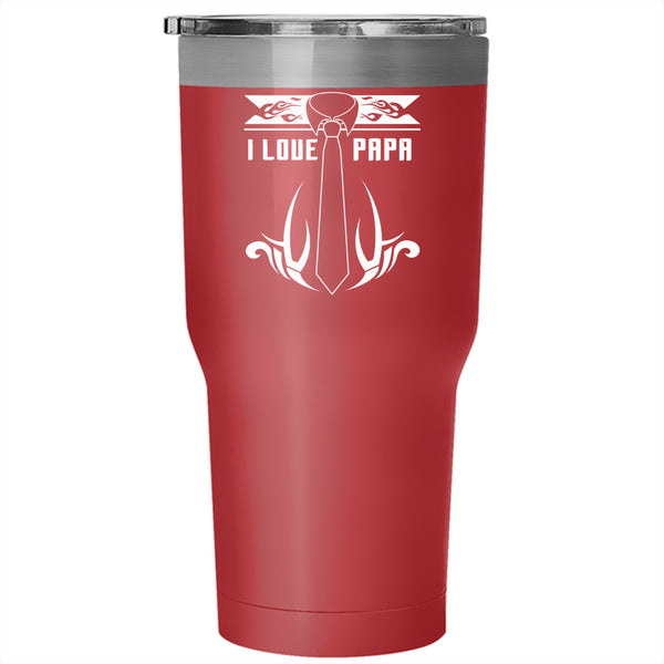 I Love Papa Tumbler 30 oz Stainless Steel, Awesome Gift For Papa Travel Mug