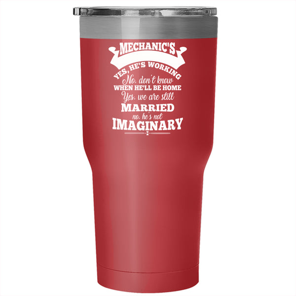 Mechanic's Wife Tumbler 30 oz Stainless Steel, Cool Just Married Travel Mug
