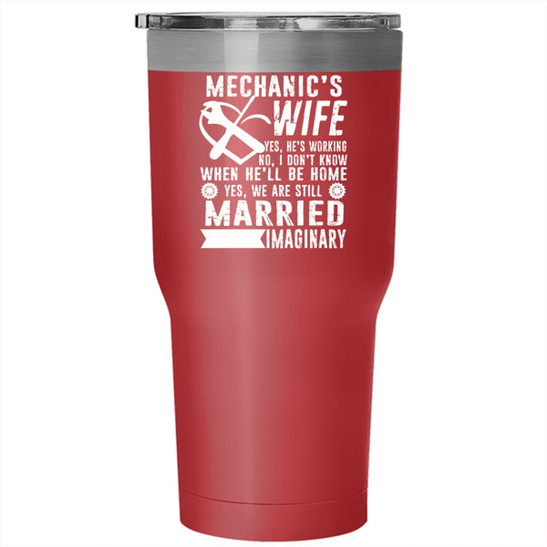 Mechanic's Wife Tumbler 30 oz Stainless Steel, Just Married Travel Mug