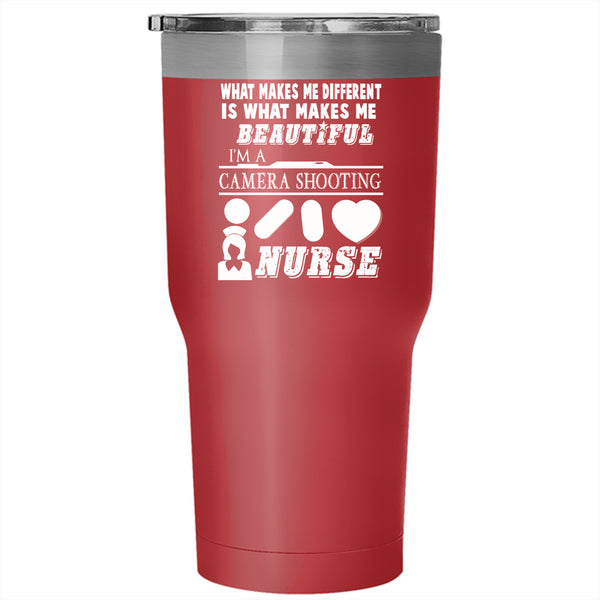 I'm A Camera Shooting Nurse Tumbler 30 oz Stainless Steel, Gift For Nurse Travel Mug