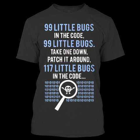 A black t-shirt with the shopify logo