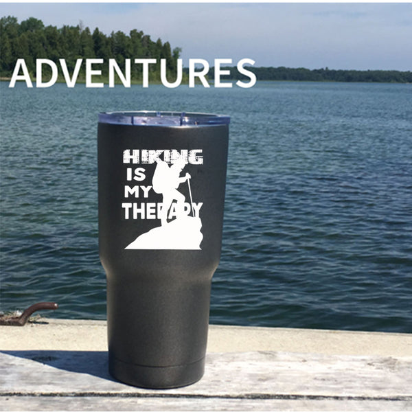Hiking Is My Therapy Tumbler 30 oz Stainless Steel, Outdoor Travel Mug