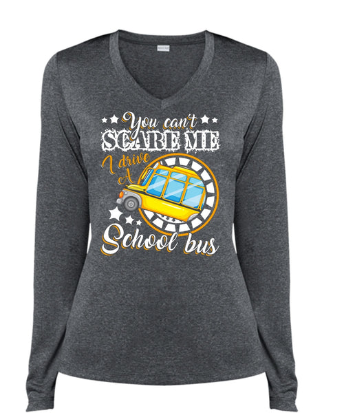 I Drive A School Bus T Shirt, I Love Bus T Shirt, Cool Shirt (Ladies LS Heather V-Neck)