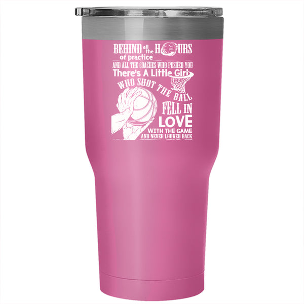 Little Girl Shot The Ball Fell In Love Tumbler 30 oz Stainless Steel, Cool Basketball Travel Mug