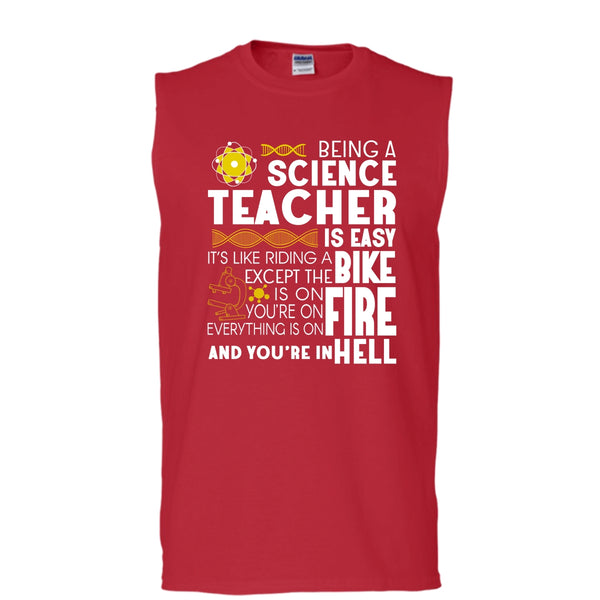 Being A Science Teacher T Shirt, It’s Like Riding A Bike T Shirt, Cool T Shirt (Men's Cotton Sleeveless)