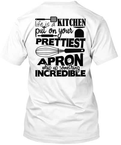 A black t-shirt with the shopify logo