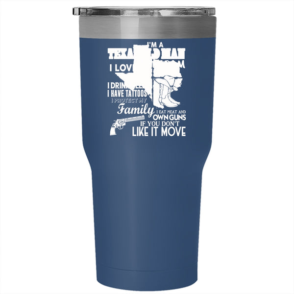 I'm A Texas Old Man Tumbler 30 oz Stainless Steel, I Love Freedom Travel Mug