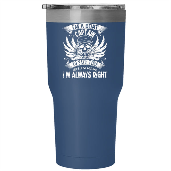 I'm A Boat Captain Tumbler 30 oz Stainless Steel, I Love Boating Travel Mug