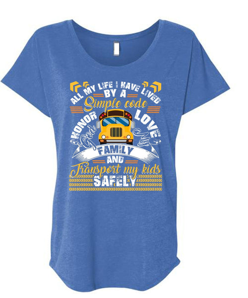 God My Family T Shirt, I Love Bus T Shirt, Cool Shirt (Ladies' Triblend Dolman Sleeve)