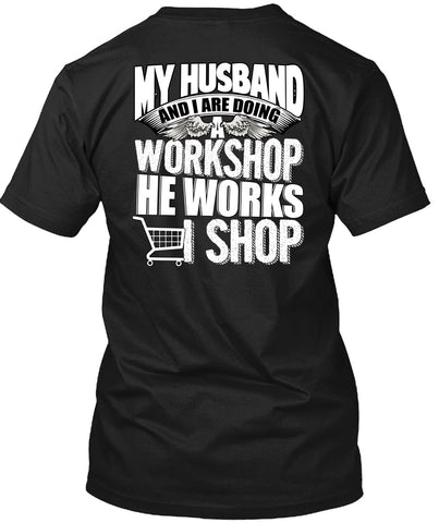 A black t-shirt with the shopify logo