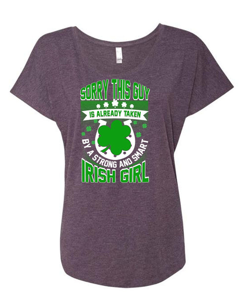 Smart Irish Girl T Shirt, Being A Girlfriend T Shirt, Cool Shirt (Ladies' Triblend Dolman Sleeve)