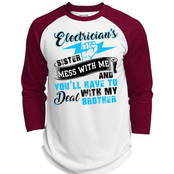 Electrician's Sister T Shirt, I Love Electrician T Shirt, Awesome T-Shirts  (Polyester Game Baseball Jersey)