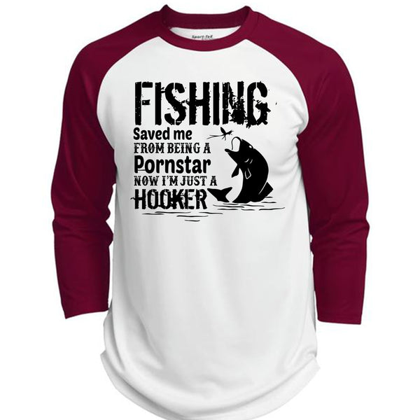Fishing Saved Me From Being A Pornstar T Shirt, Fisherman T Shirt  (Polyester Game Baseball Jersey)