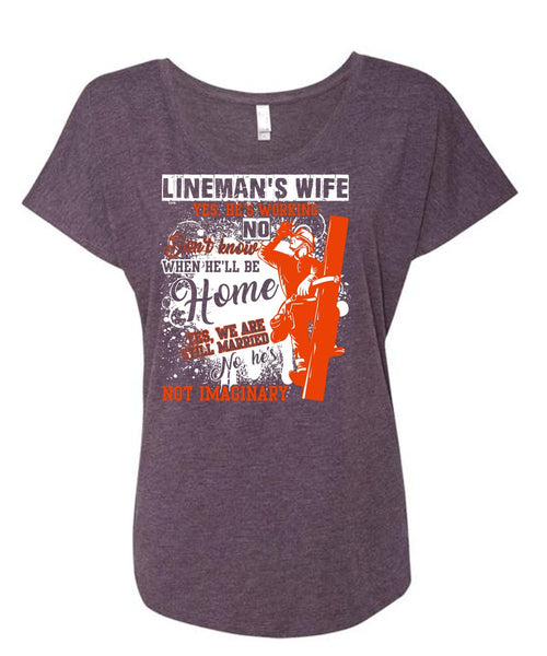 Lineman's Wife T Shirt, Being A Lineman T Shirt, Cool Shirt (Ladies' Triblend Dolman Sleeve)