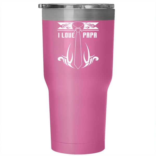 I Love Papa Tumbler 30 oz Stainless Steel, Awesome Gift For Papa Travel Mug