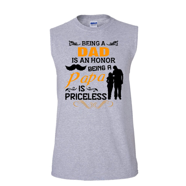 Being A Papa Is Priceless Shirt, Father & Daughter Shirt (Men's Cotton Sleeveless)