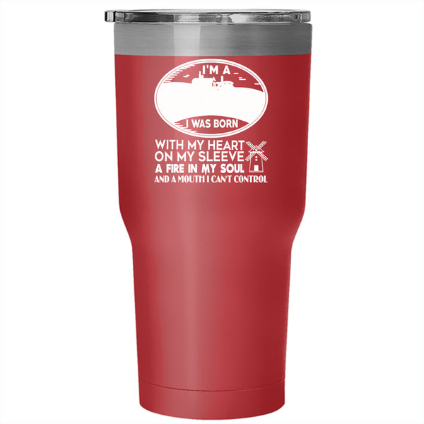 I'm A Farm Girl Tumbler 30 oz Stainless Steel, I Was Born With My Heart Travel Mug