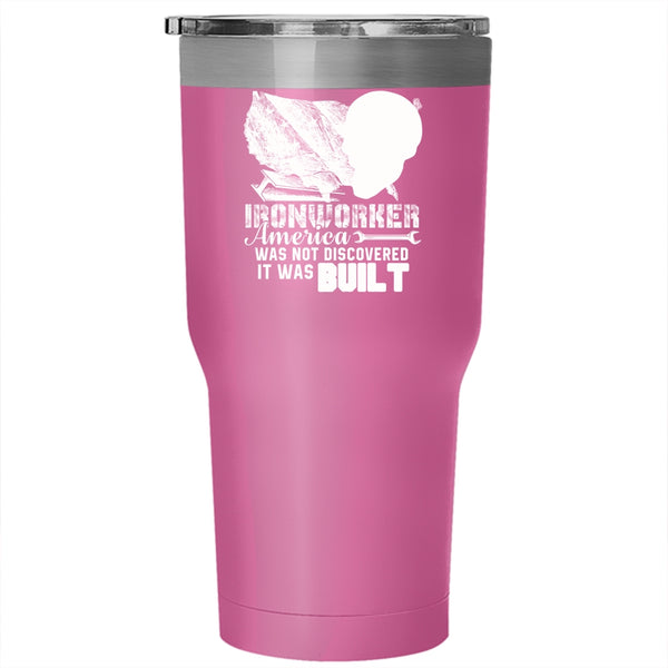 Ironworker America Was Not Discovered Tumbler 30 oz Stainless Steel, Cool Travel Mug